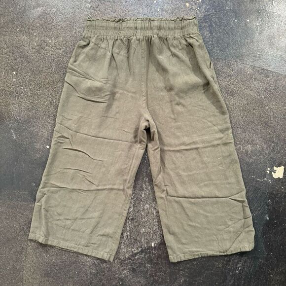 Anrabess Women’s Green High Rise Wide Leg Linen Blend Pants Size Large - Picture 4 of 12